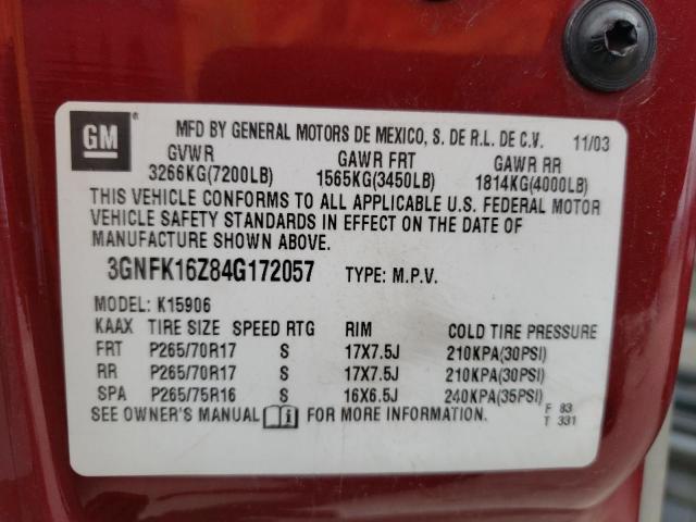 Photo 10 from auction – 2004 CHEVROLET SUBURBAN K with VIN 3GNFK16Z84G172057