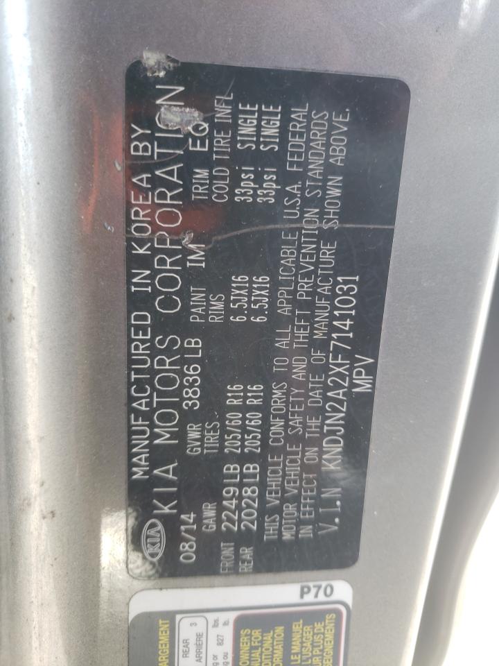 Photo 10 from auction – 2015 KIA SOUL with VIN KNDJN2A2XF7141031