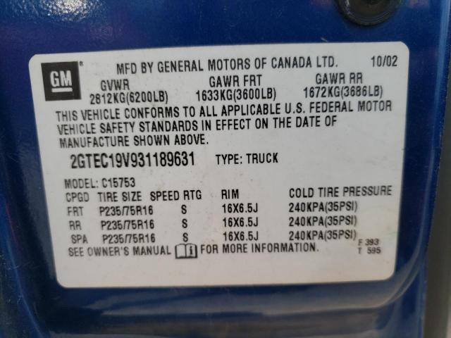 Photo 10 from auction – 2003 GMC NEW SIERRA with VIN 2GTEC19V931189631