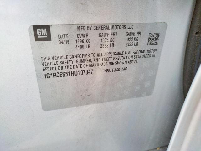 Photo 10 from auction – 2017 CHEVROLET VOLT LT with VIN 1G1RC6S51HU107047