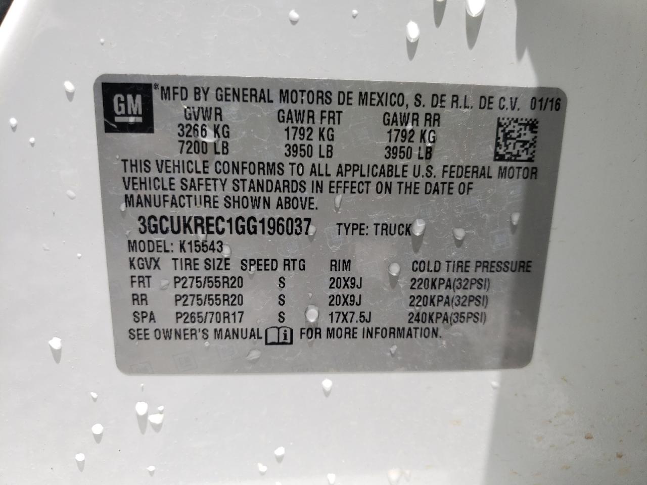 Photo 10 from auction – 2016 CHEVROLET SILVERADO with VIN 3GCUKREC1GG196037