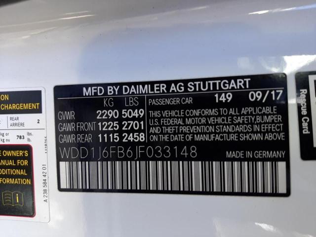 Photo 10 from auction – 2018 MERCEDES-BENZ E 400 with VIN WDD1J6FB6JF033148