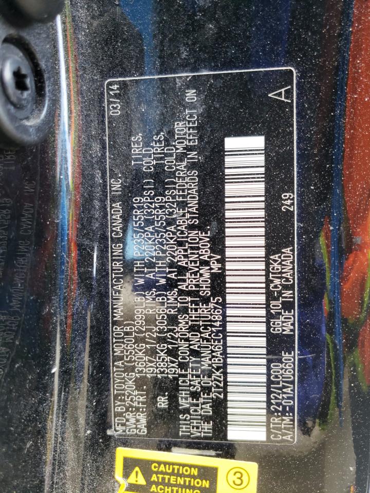 Photo 10 from auction – 2014 LEXUS RX 350 with VIN 2T2ZK1BA6EC148675