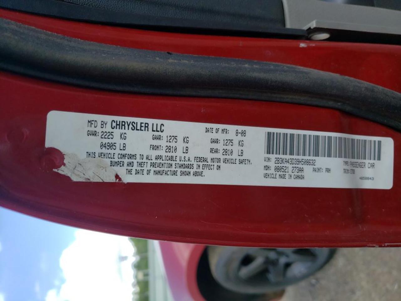 Photo 10 from auction – 2009 DODGE CHARGER with VIN 2B3KA43D39H508632