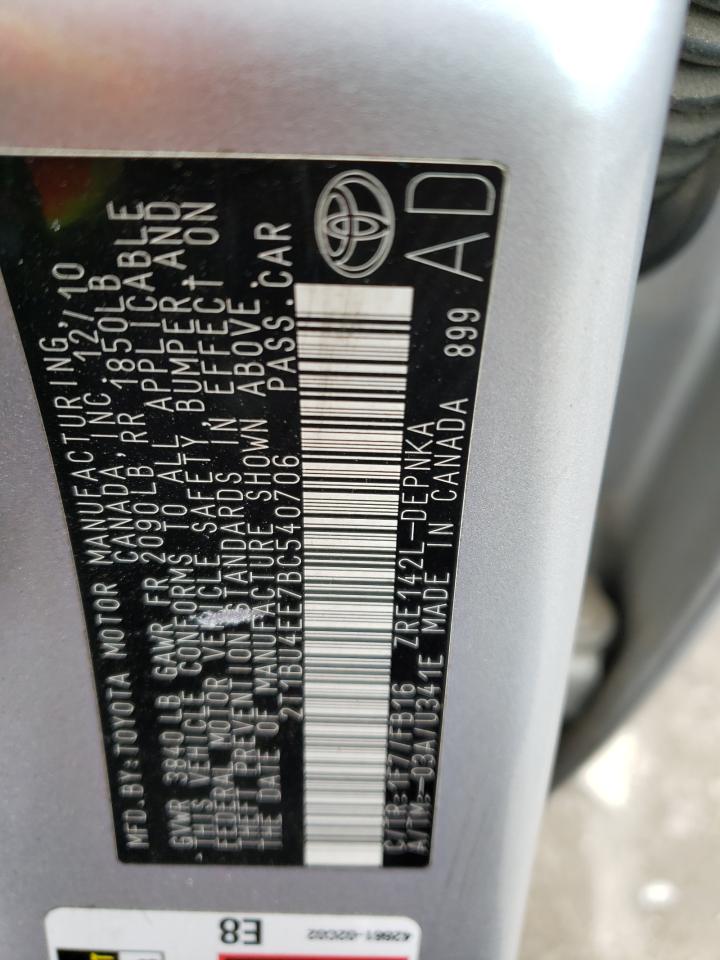 Photo 10 from auction – 2011 TOYOTA COROLLA BA with VIN 2T1BU4EE7BC540706
