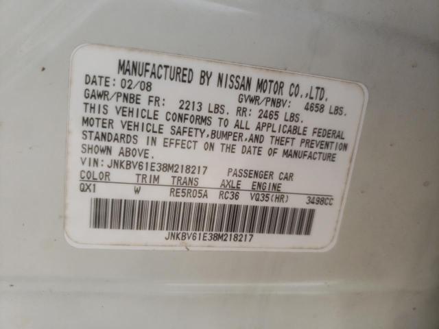 Photo 10 from auction – 2008 INFINITI G35 with VIN JNKBV61E38M218217