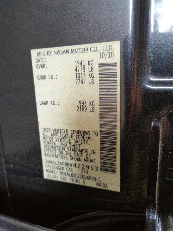 Photo 10 from auction – 2011 NISSAN ALTIMA BAS with VIN 1N4AL2AP8BN422953