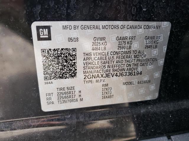 Photo 10 from auction – 2018 CHEVROLET EQUINOX LT with VIN 2GNAXJEV4J6336194