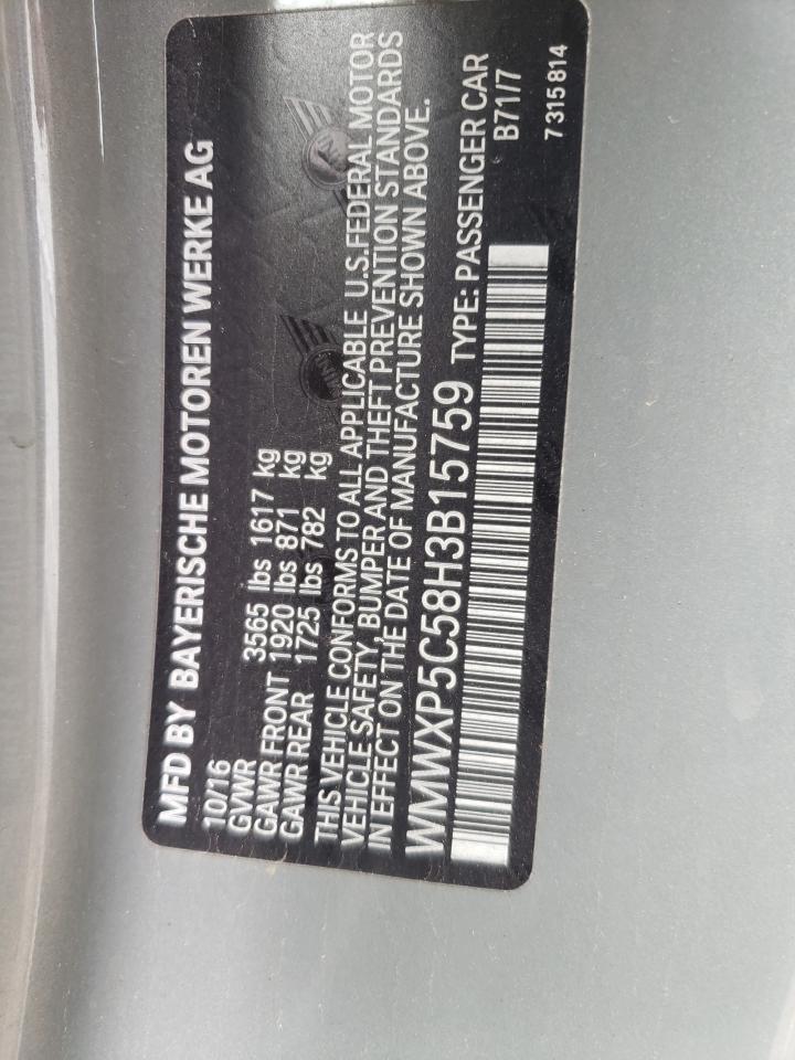 Photo 10 from auction – 2017 MINI COOPER with VIN WMWXP5C58H3B15759