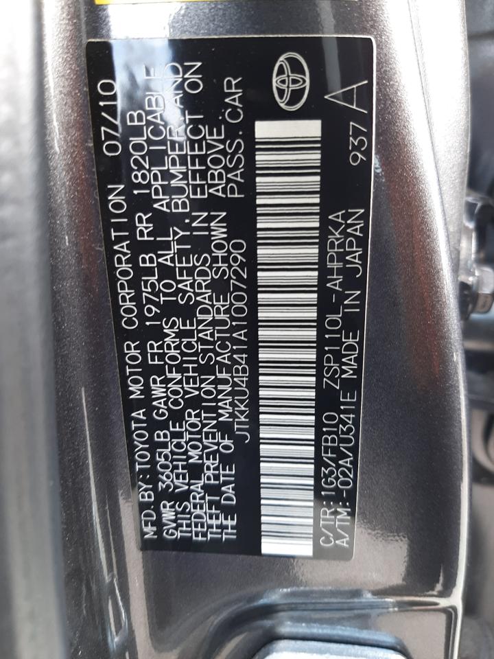 Photo 10 from auction – 2010 TOYOTA SCION XD with VIN JTKKU4B41A1007290
