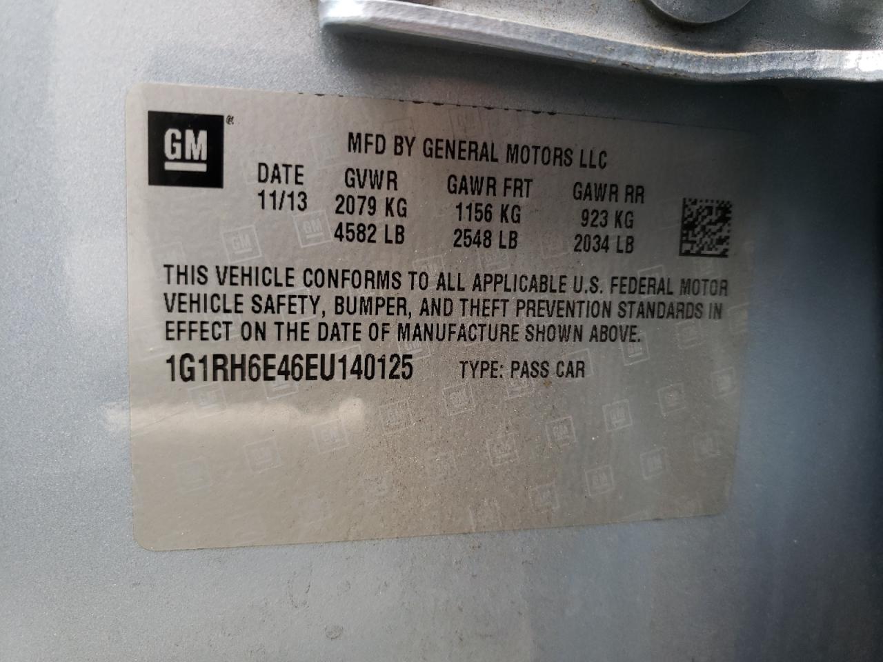 Photo 10 from auction – 2014 CHEVROLET VOLT with VIN 1G1RH6E46EU140125