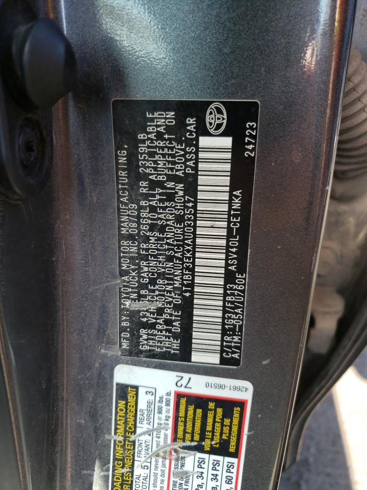 Photo 10 from auction – 2010 TOYOTA CAMRY with VIN 4T1BF3EKXAU033547