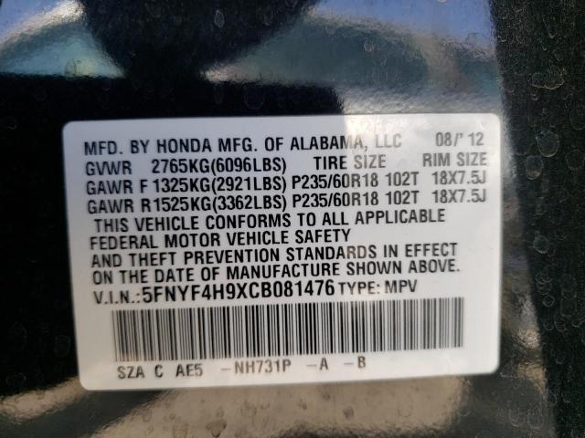 Photo 10 from auction – 2012 HONDA PILOT TOUR with VIN 5FNYF4H9XCB081476