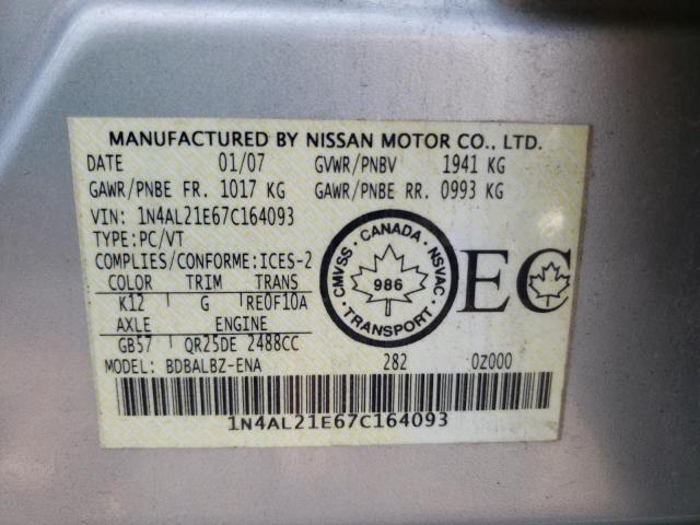 Photo 10 from auction – 2007 NISSAN ALTIMA 2.5 with VIN 1N4AL21E67C164093