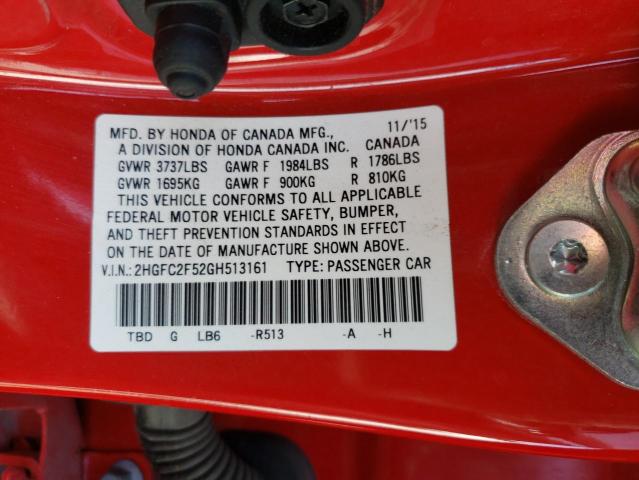 Photo 10 from auction – 2016 HONDA CIVIC LX with VIN 2HGFC2F52GH513161