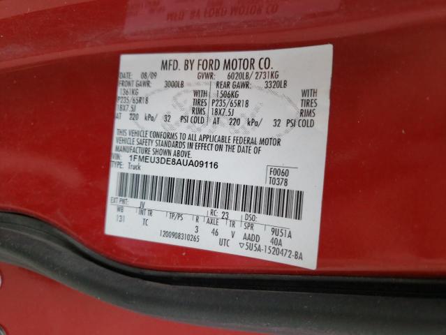 Photo 10 from auction – 2010 FORD EXPLORER S with VIN 1FMEU3DE8AUA09116