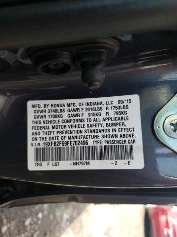 Photo 10 from auction – 2015 HONDA CIVIC LX with VIN 19XFB2F59FE702496