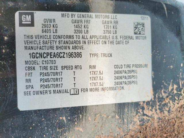 Photo 10 from auction – 2012 CHEVROLET SILVERADO with VIN 1GCNCPEA6CZ196386