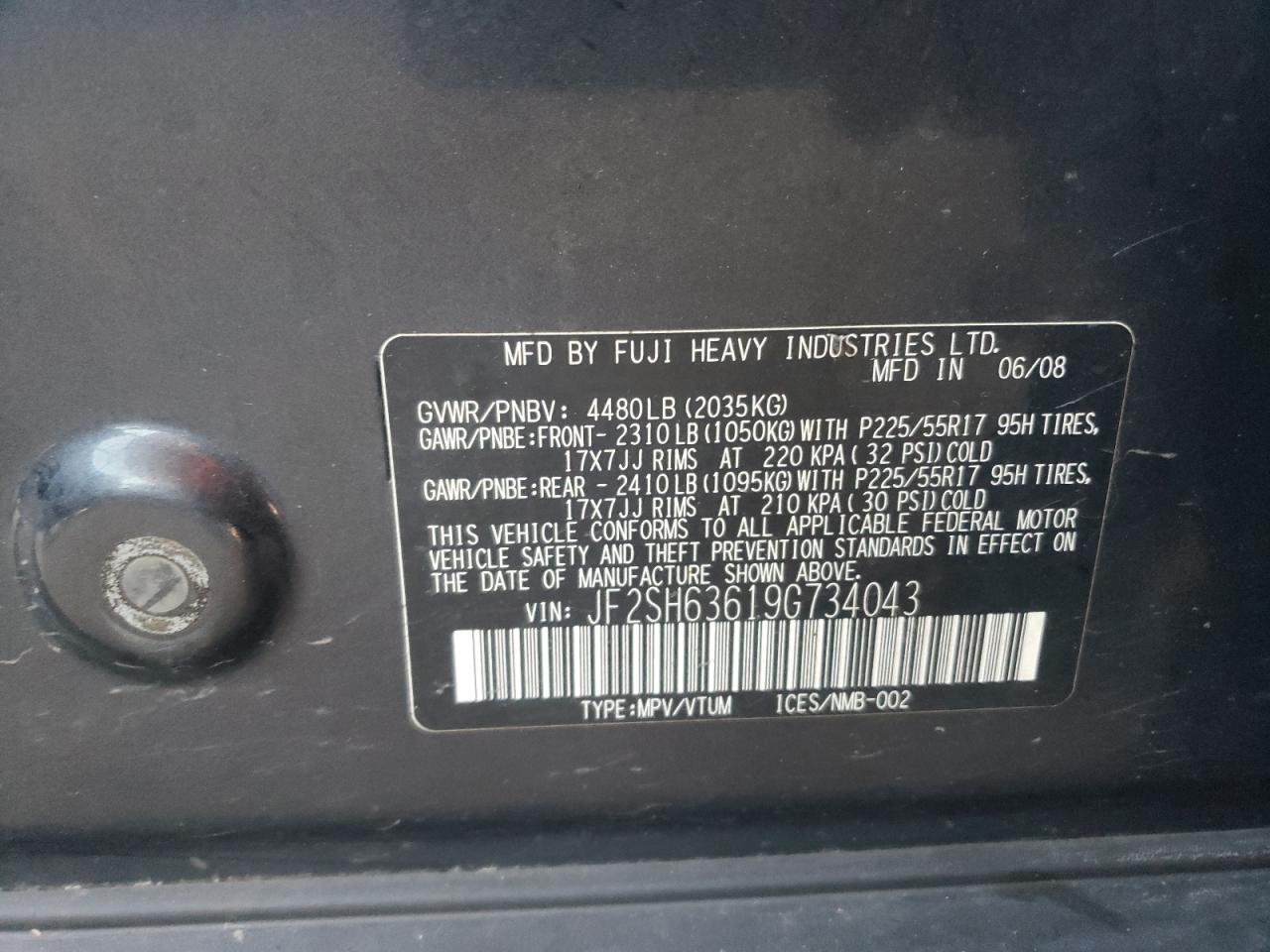 صورة رقم 10 من المزاد - 2009 SUBARU FORESTER 2 مع VIN JF2SH63619G734043