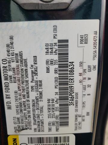 Photo 10 from auction – 2014 FORD FUSION SE with VIN 3FA6P0H91ER108634