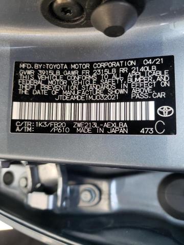 Photo 10 from auction – 2021 TOYOTA COROLLA LE with VIN JTDEAMDE1MJ032021