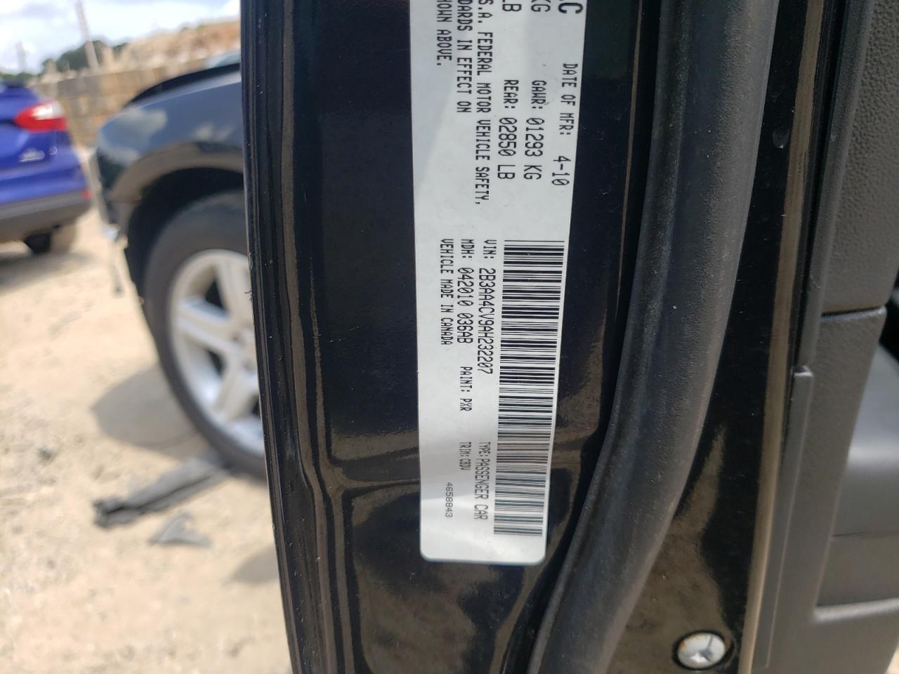 Photo 10 from auction – 2010 DODGE CHARGER with VIN 2B3AA4CV9AH232207