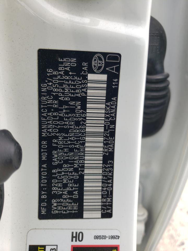 Photo 10 from auction – 2016 TOYOTA COROLLA L with VIN 2T1BURHE1GC662767