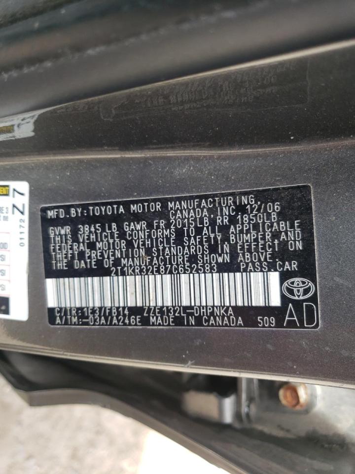 Photo 10 from auction – 2007 TOYOTA COROLLA MA with VIN 2T1KR32E87C652583