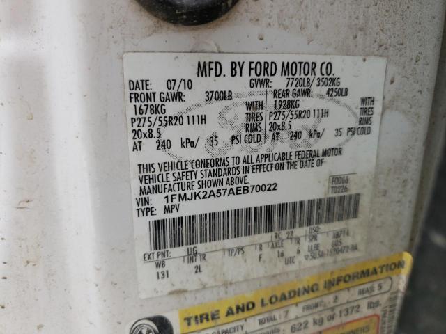 FORD EXPEDITION 2010 with VIN 1FMJK2A57AEB70022 - Photo from auction