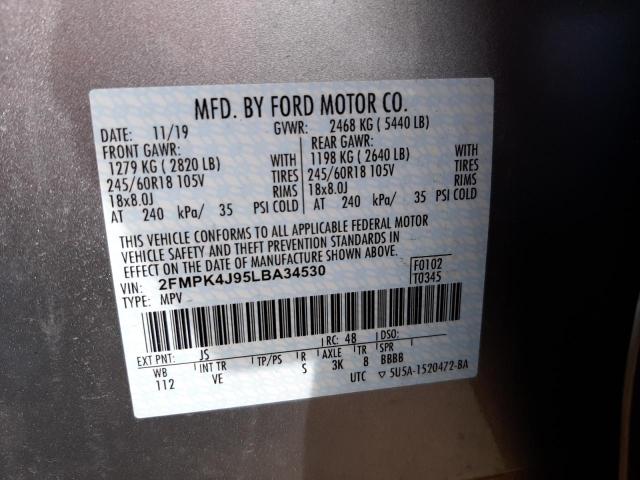 Photo 10 from auction – 2020 FORD EDGE SEL with VIN 2FMPK4J95LBA34530