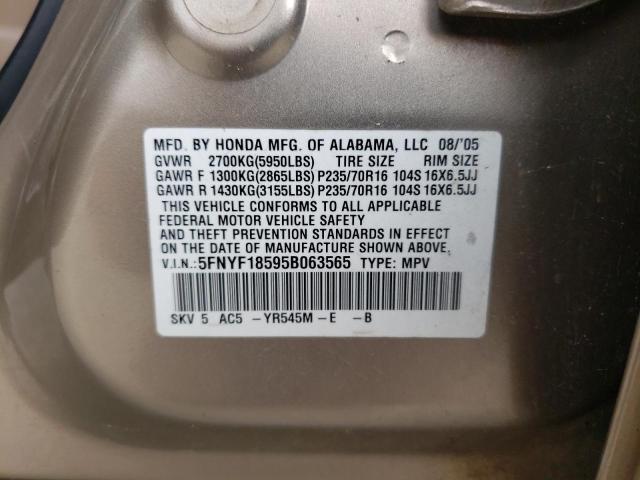 Photo 10 from auction – 2005 HONDA PILOT with VIN 5FNYF18595B063565