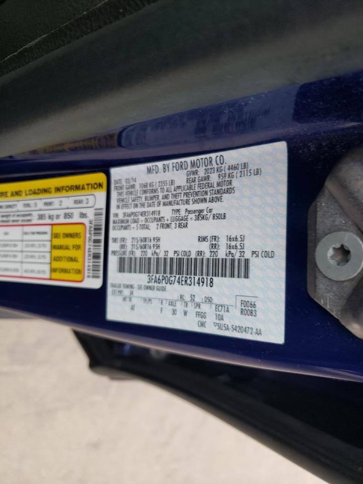 Photo 10 from auction – 2014 FORD FUSION S with VIN 3FA6P0G74ER314918