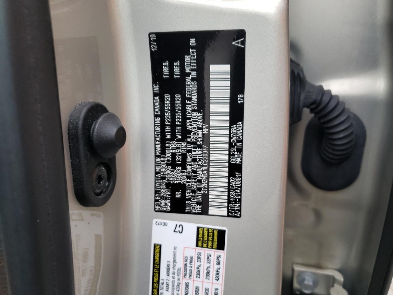 Photo 10 from auction – 2020 LEXUS RX 350 with VIN 2T2HZMDA1LC230347