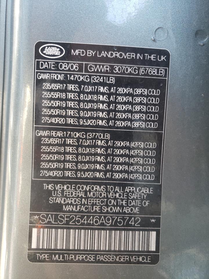 Zdjęcie 10 z aukcji – 2006 LAND ROVER RANGE ROVE z VIN SALSF25446A975742