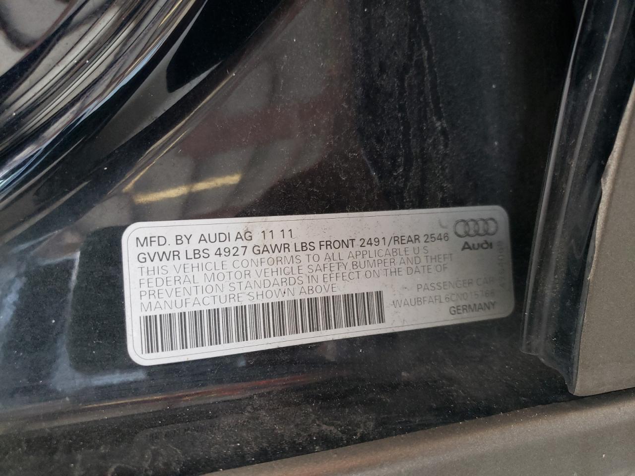 Foto 10 de la subasta – 2012 AUDI A4 PREMIUM con VIN WAUBFAFL6CN015766