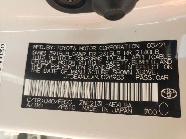 Photo 10 from auction – 2021 TOYOTA COROLLA LE with VIN JTDEAMDEXMJ028923