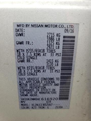 Photo 10 from auction – 2017 NISSAN PATHFINDER with VIN 5N1DR2MM0HC616920