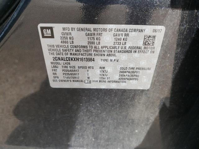 Photo 10 from auction – 2017 CHEVROLET EQUINOX LT with VIN 2GNALCEKXH1613984