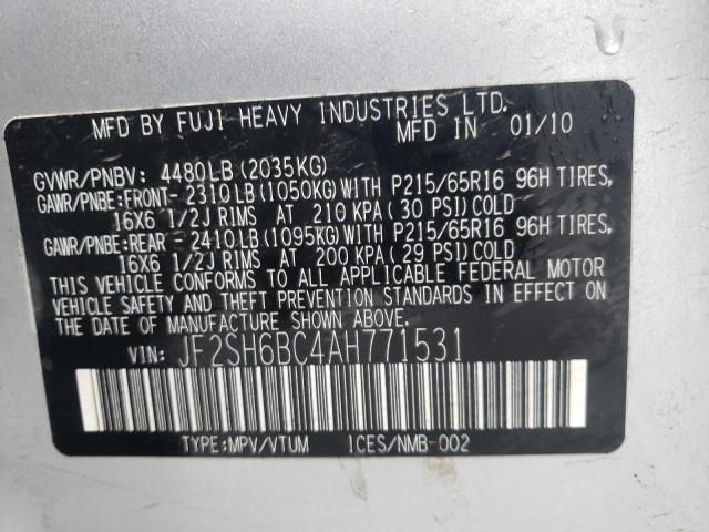 Photo 10 from auction – 2010 SUBARU FORESTER X with VIN JF2SH6BC4AH771531
