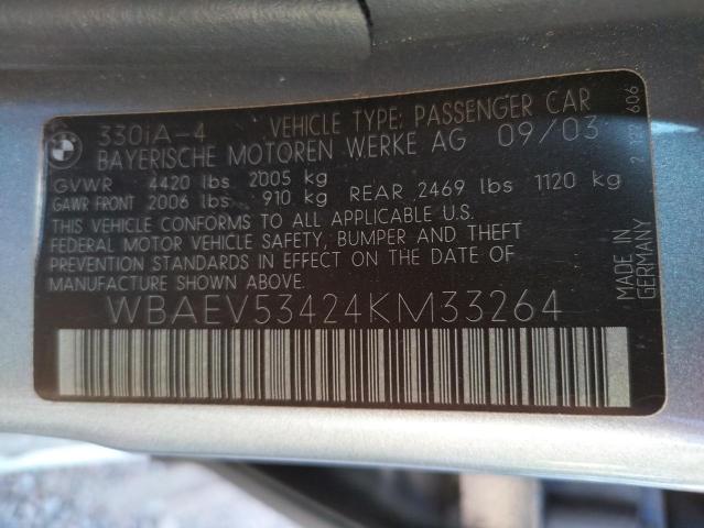 Photo 10 from auction – 2004 BMW 330 I with VIN WBAEV53424KM33264