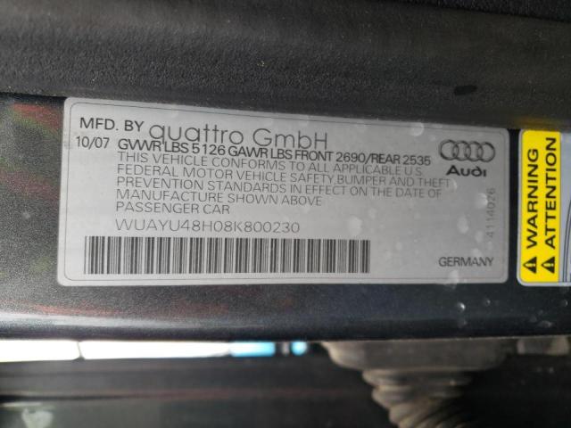 Photo 10 from auction – 2008 AUDI RS4 QUATTR with VIN WUAYU48H08K800230