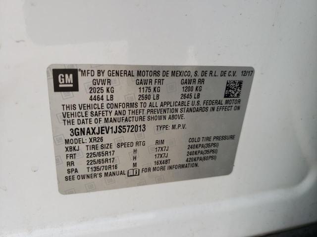 Photo 10 from auction – 2018 CHEVROLET EQUINOX LT with VIN 3GNAXJEV1JS572013