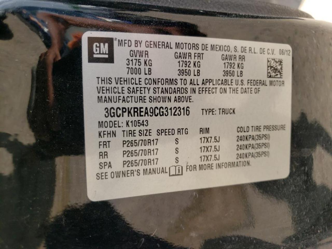 Photo 10 from auction – 2012 CHEVROLET SILVERADO with VIN 3GCPKREA9CG312316