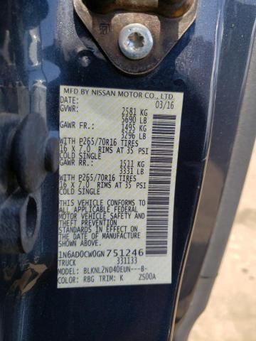 Photo 10 from auction – 2016 NISSAN FRONTIER S with VIN 1N6AD0CW0GN751246