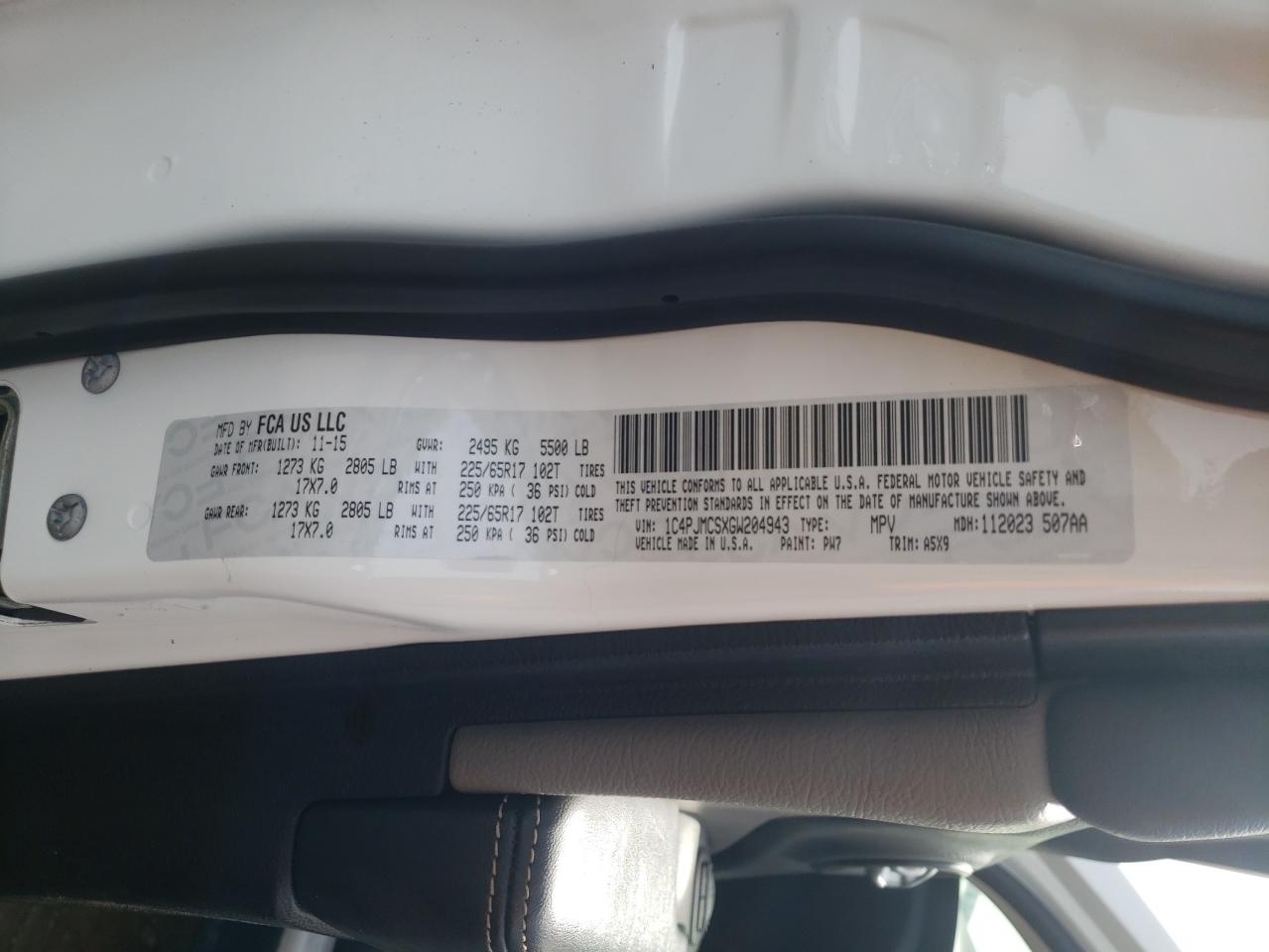 Photo 10 from auction – 2016 JEEP CHEROKEE L with VIN 1C4PJMCSXGW204943
