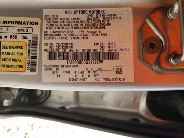 Photo 10 from auction – 2016 FORD FUSION SE with VIN 1FA6P0HD3G5129799