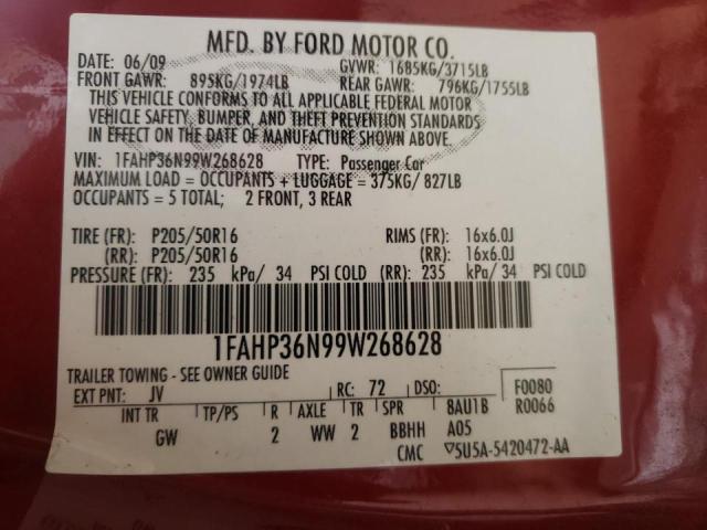 Photo 10 from auction – 2009 FORD FOCUS SES with VIN 1FAHP36N99W268628