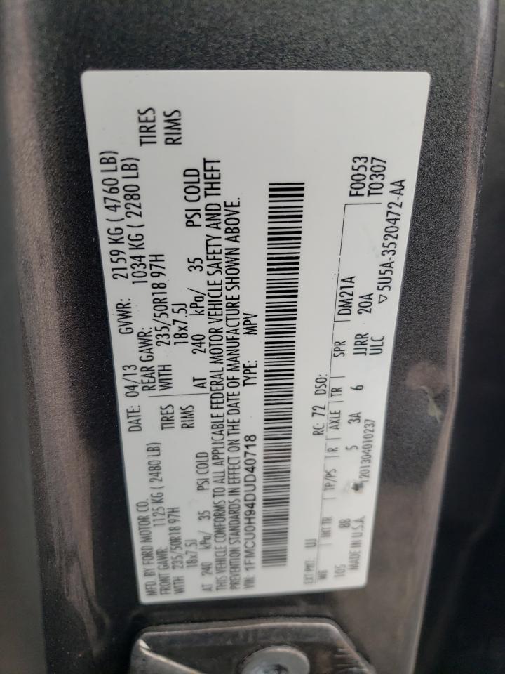 Photo 10 from auction – 2013 FORD ESCAPE SEL with VIN 1FMCU0H94DUD40718