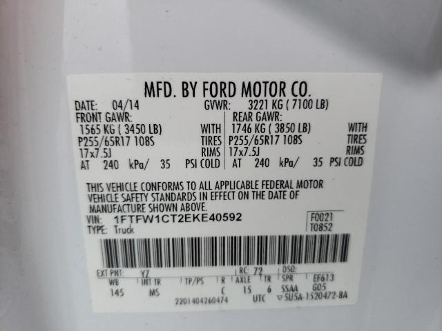 Photo 10 from auction – 2014 FORD F150 SUPER with VIN 1FTFW1CT2EKE40592