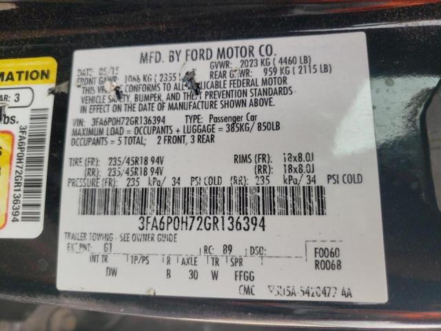 Photo 10 from auction – 2016 FORD FUSION SE with VIN 3FA6P0H72GR136394